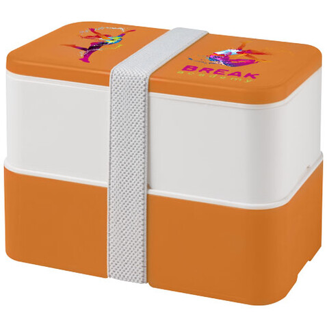 MIYO Doppel-Lunchbox, orange, weiss, weiss bedrucken, Art.-Nr. 21047006 MIYO Doppel-Lunchbox, orange, weiss, weiss bedrucken, Art.-Nr. 21047006