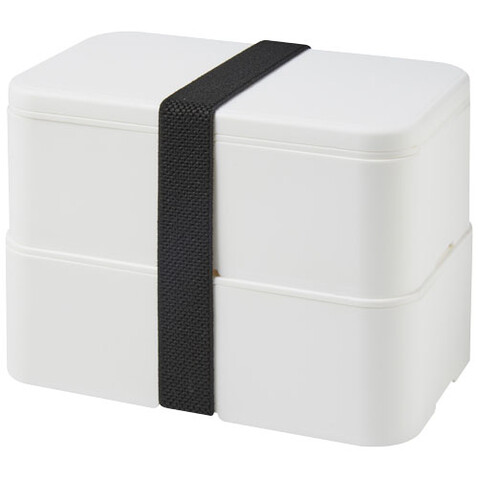 MIYO Doppel-Lunchbox, weiss, weiss, schwarz bedrucken, Art.-Nr. 21047009 MIYO Doppel-Lunchbox, weiss, weiss, schwarz bedrucken, Art.-Nr. 21047009