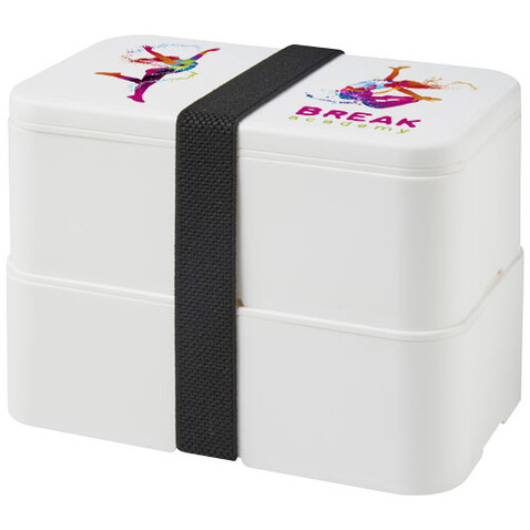 MIYO Doppel-Lunchbox, weiss, weiss, schwarz bedrucken, Art.-Nr. 21047009 MIYO Doppel-Lunchbox, weiss, weiss, schwarz bedrucken, Art.-Nr. 21047009