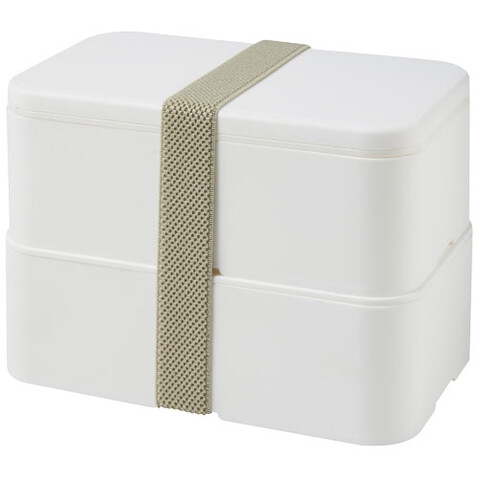 MIYO Doppel-Lunchbox, weiss, weiss, kieselgrau bedrucken, Art.-Nr. 21047010