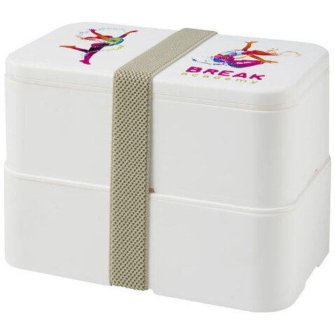 MIYO Doppel-Lunchbox, weiss, weiss, kieselgrau bedrucken, Art.-Nr. 21047010