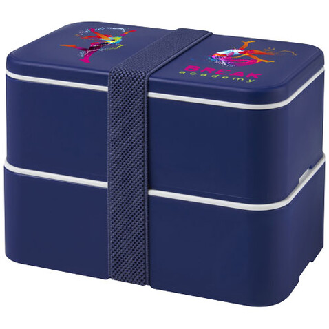 MIYO Doppel-Lunchbox, blau, blau, blau bedrucken, Art.-Nr. 21047052 MIYO Doppel-Lunchbox, blau, blau, blau bedrucken, Art.-Nr. 21047052