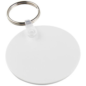 Tait kreisförmiger Schlüsselanhänger aus recyceltem Material, weiss bedrucken, Art.-Nr. 21047501