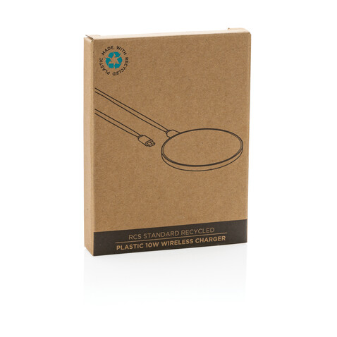 10W Wireless Charger aus RCS Standard recyceltem Kunststoff weiß bedrucken, Art.-Nr. P308.663