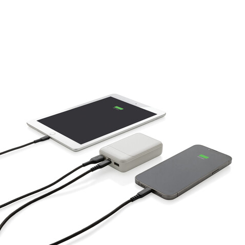 10.000 mAh Powerbank aus RCS Standard recyceltem Kunststoff weiß bedrucken, Art.-Nr. P322.663