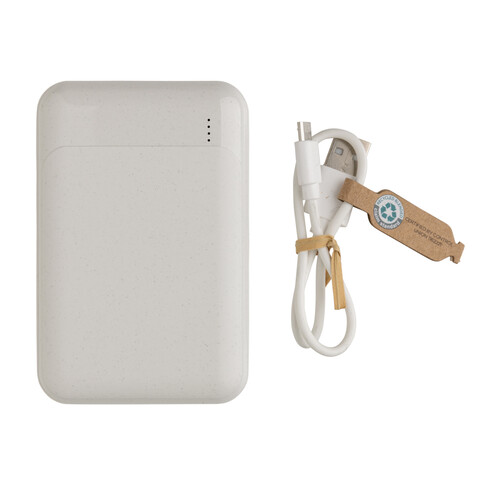 10.000 mAh Powerbank aus RCS Standard recyceltem Kunststoff weiß bedrucken, Art.-Nr. P322.663