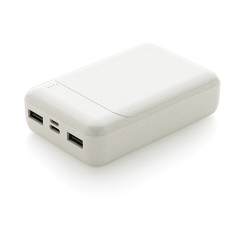 10.000 mAh Powerbank aus RCS Standard recyceltem Kunststoff weiß bedrucken, Art.-Nr. P322.663