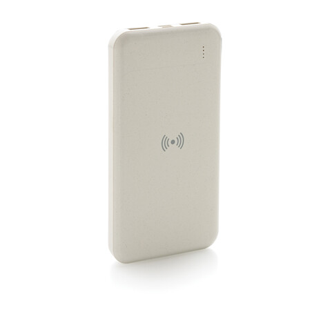 Wireless Powerbank aus RCS Standard recyceltem Kunststoff weiß bedrucken, Art.-Nr. P322.673