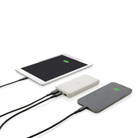 Wireless Powerbank aus RCS Standard recyceltem Kunststoff weiß bedrucken, Art.-Nr. P322.673