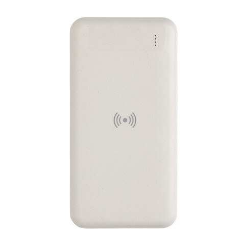 Wireless Powerbank aus RCS Standard recyceltem Kunststoff weiß bedrucken, Art.-Nr. P322.673