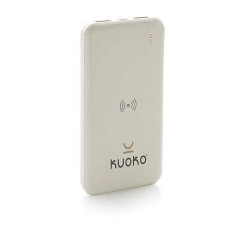 Wireless Powerbank aus RCS Standard recyceltem Kunststoff weiß bedrucken, Art.-Nr. P322.673