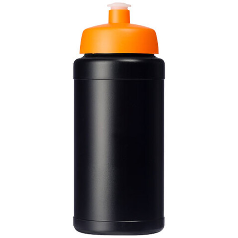 Baseline Recycelte Sportflasche, 500 ml, schwarz, orange bedrucken, Art.-Nr. 21044431