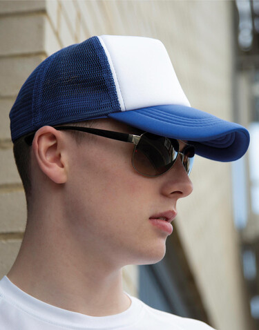 Result Caps Detroit ½ Mesh Truckers Cap, Navy/Navy, One Size bedrucken, Art.-Nr. 013342480