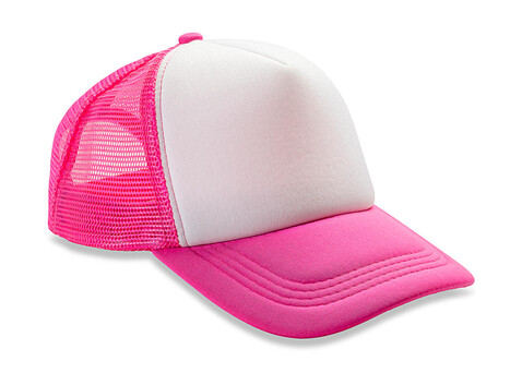 Result Caps Detroit ½ Mesh Truckers Cap, Super Pink/White, One Size bedrucken, Art.-Nr. 013344790