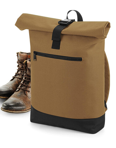 Bag Base Roll-Top Backpack, Grey Marl/Black, One Size bedrucken, Art.-Nr. 017291550