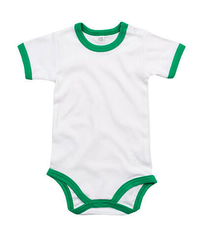 BabyBugz Baby Ringer Bodysuit, White/Kelly Green Organic, 12-18 bedrucken, Art.-Nr. 019470714