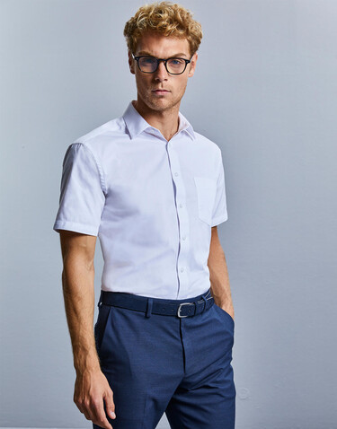 Russell Europe Men`s Tailored Coolmax® Shirt, White, S bedrucken, Art.-Nr. 027000003