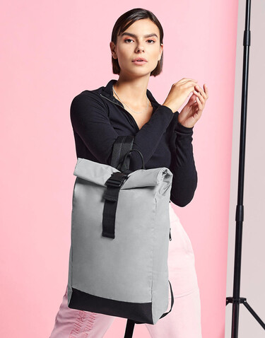Bag Base Reflective Roll-Top Backpack, Silver Reflective, One Size bedrucken, Art.-Nr. 075297160