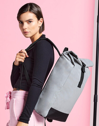 Bag Base Reflective Roll-Top Backpack, Silver Reflective, One Size bedrucken, Art.-Nr. 075297160