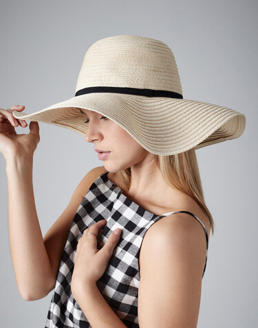 Beechfield Marbella Wide-Brimmed Sun Hat, Black, One Size bedrucken, Art.-Nr. 082691010