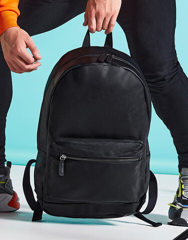 Bag Base Faux Leather Fashion Backpack, Black, One Size bedrucken, Art.-Nr. 083291010