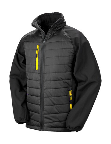 Result Compass Padded Softshell, Black/Yellow, 4XL bedrucken, Art.-Nr. 084331399