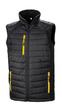Result Compass Padded Softshell Gilet, Black/Yellow, XS bedrucken, Art.-Nr. 085331392