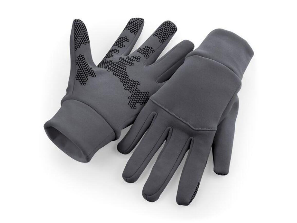 Beechfield Softshell Sports Tech Gloves, Graphite Grey, L/XL bedrucken, Art.-Nr. 089691312
