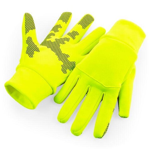 Beechfield Softshell Sports Tech Gloves, Fluorescent Yellow, S/M bedrucken, Art.-Nr. 089696051