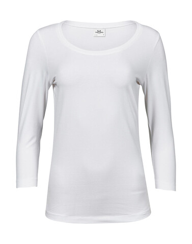 Tee Jays Ladies` 3/4 Sleeve Stretch Tee, White, 2XL bedrucken, Art.-Nr. 100540007