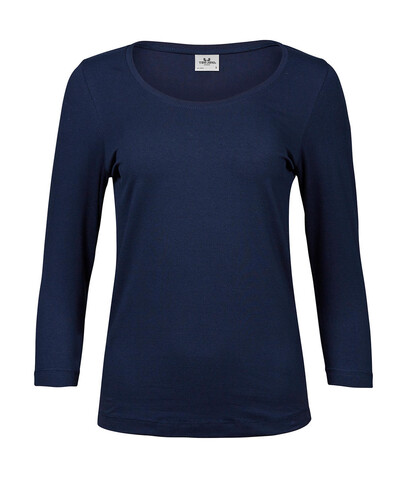 Tee Jays Ladies` 3/4 Sleeve Stretch Tee, Navy, M bedrucken, Art.-Nr. 100542004