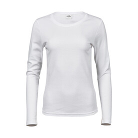 Tee Jays Ladies` LS Interlock T-Shirt, White, S bedrucken, Art.-Nr. 103540003