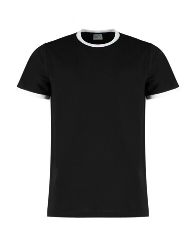 Kustom Kit Fashion Fit Ringer Tee, Black/White, XL bedrucken, Art.-Nr. 108111506