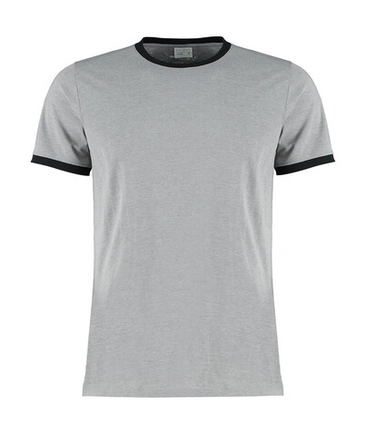 Kustom Kit Fashion Fit Ringer Tee, Light Grey Marl/Black, XS bedrucken, Art.-Nr. 108111992
