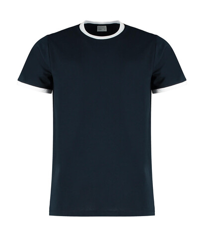 Kustom Kit Fashion Fit Ringer Tee, Navy/White, 2XL bedrucken, Art.-Nr. 108112527