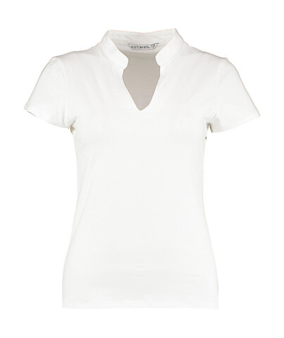 Kustom Kit Regular Fit Mandarin Collar Top, White, XS/S (8/10) bedrucken, Art.-Nr. 109110003