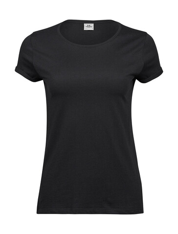 Tee Jays Ladies` Roll-Up Tee, Black, 2XL bedrucken, Art.-Nr. 113541017