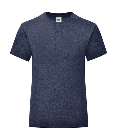 Fruit of the Loom Girls` Iconic 150 T, Heather Navy, 128 (7-8) bedrucken, Art.-Nr. 114012045