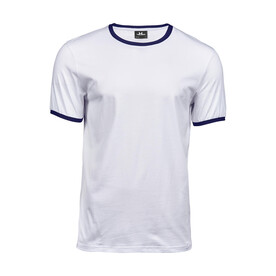 Tee Jays Ringer Tee, White/Navy, 3XL bedrucken, Art.-Nr. 114540527