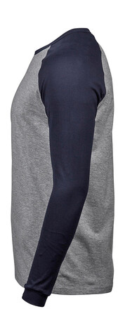 Tee Jays Baseball Tee Long Sleeve, Heather/Black, L bedrucken, Art.-Nr. 116541594