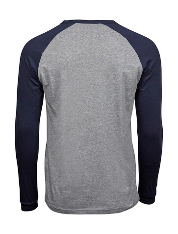 Tee Jays Baseball Tee Long Sleeve, Heather/Black, L bedrucken, Art.-Nr. 116541594