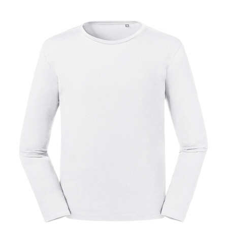 Russell Europe Men`s Pure Organic L/S Tee, White, XS bedrucken, Art.-Nr. 122000002