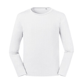 Russell Europe Men`s Pure Organic L/S Tee, White, XS bedrucken, Art.-Nr. 122000002