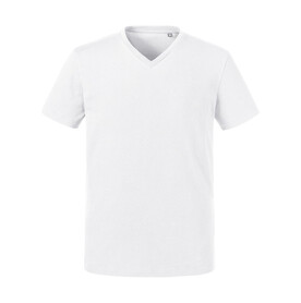 Russell Europe Men`s Pure Organic V-Neck Tee, White, XS bedrucken, Art.-Nr. 123000002