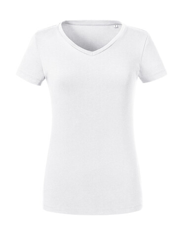 Russell Europe Ladies` Pure Organic V-Neck Tee, White, XS bedrucken, Art.-Nr. 124000002