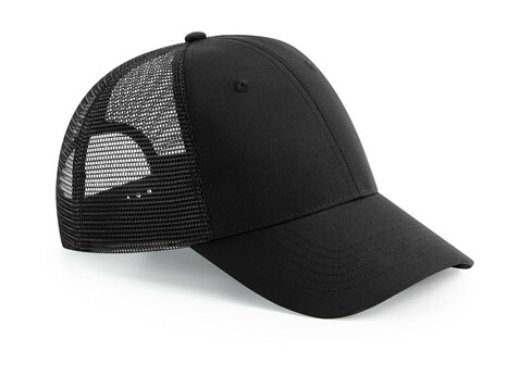 Beechfield Recycled Urbanwear 6 Panel Snapback Trucker, Black, One Size bedrucken, Art.-Nr. 124691010