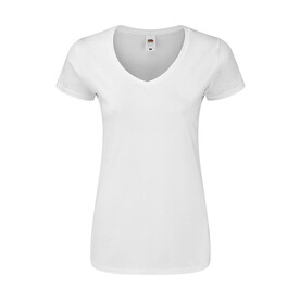 Fruit of the Loom Ladies` Iconic 150 V Neck T, White, XS bedrucken, Art.-Nr. 146010002 Fruit of the Loom Ladies` Iconic 150 V Neck T, White, XS bedrucken, Art.-Nr. 146010002