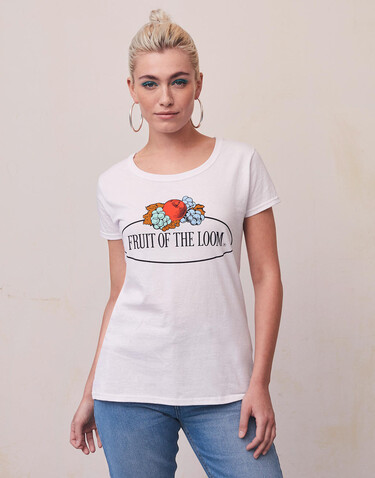 Fruit of the Loom Ladies Vintage T Large Logo Print, White, XS bedrucken, Art.-Nr. 178010002