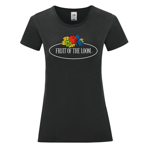 Fruit of the Loom Ladies Vintage T Large Logo Print, Black, L bedrucken, Art.-Nr. 178011015