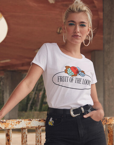 Fruit of the Loom Ladies Vintage T Large Logo Print, White, XS bedrucken, Art.-Nr. 178010002